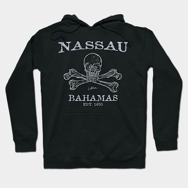 Nassau, Bahamas, Pirate Skull & Crossbones (Distressed) Hoodie by jcombs